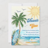 Surf Beach Geburtstagsparty Danke Karte (Vorderseite)