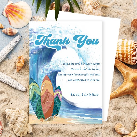 Surf Beach Geburtstagsparty Danke Karte