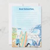 Surf Beach Geburtstagsparty Danke Karte (Vorderseite)