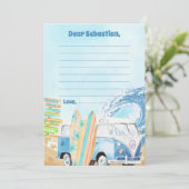 Surf Beach Geburtstagsparty Danke Karte (Stehend Vorderseite)