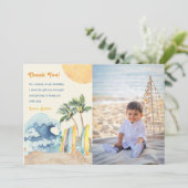 Surf Beach Geburtstagsparty Danke Karte (Stehend Vorderseite)