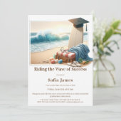 Surf Beach Graduation Party Invitation Einladung (Stehend Vorderseite)