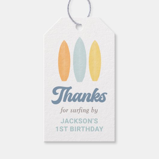 Surf Beach Kindergeburtstag Party Geschenkanhänger (Vorderseite)