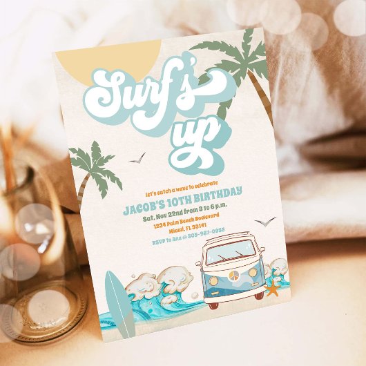 Surf Birthday Party Invitation Einladung