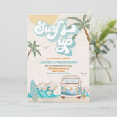 Surf Birthday Party Invitation Einladung (Stehend Vorderseite)