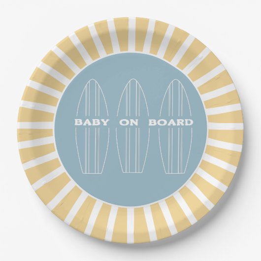 Surf Board Baby Shower - Custom Gender Neutral Pappteller (Vorderseite)