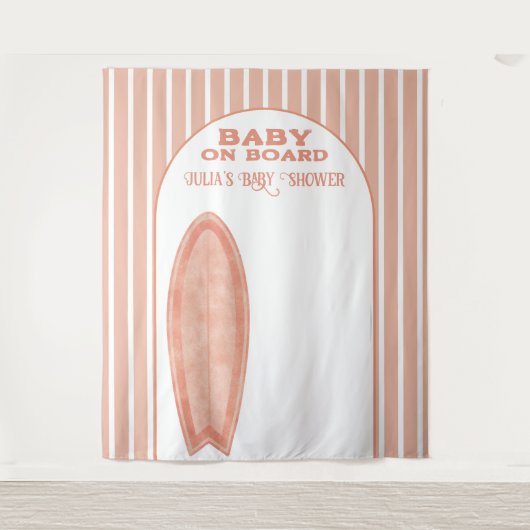 Surf Board Baby Shower Custom Photo Wall Banner Wandteppich (Vorderseite)