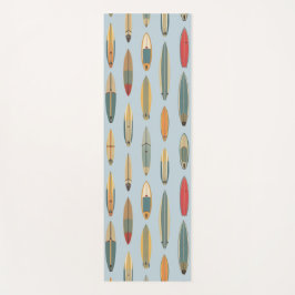 Surf Board Print Coastal Blue Retro Surfer Pattern Yogamatte