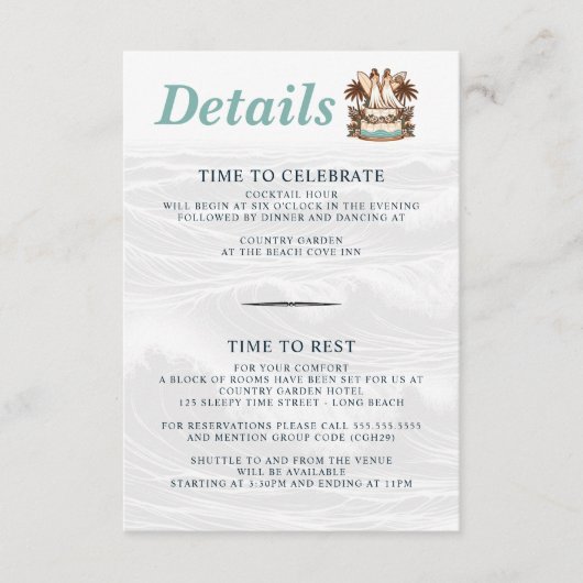 Surf Brides Wedding Begleitkarte (Vorderseite)