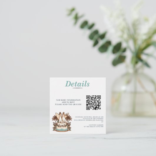 Surf Brides Wedding QR Code Begleitkarte (Stehend Vorderseite)