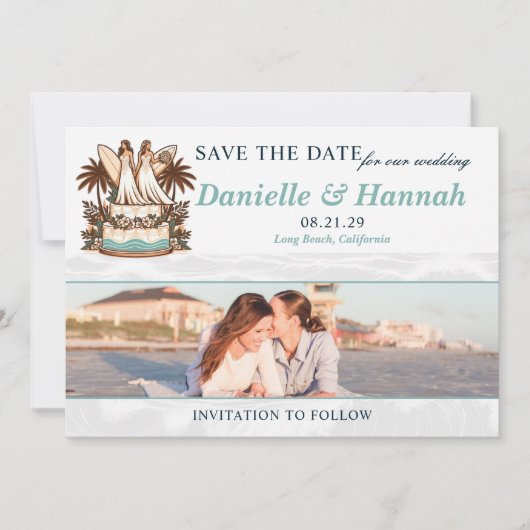 Surf Brides Wedding Save The Date (Vorderseite)