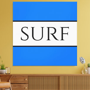 SURF Bright Nautical Blue White Summer Strips Leinwanddruck