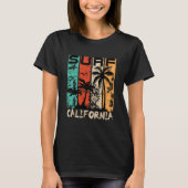 Surf California Palmen Strand Design T-Shirt (Vorderseite)