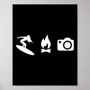 Surf, Camp, Snap - Extreme Sport Icons Surferin Poster