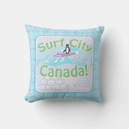 Surf City Canada Fun Pinguin Cartoon Kissen