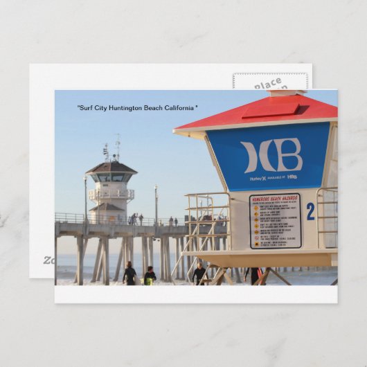 Surf City Huntington Beach California Postkarte (Vorne/Hinten)