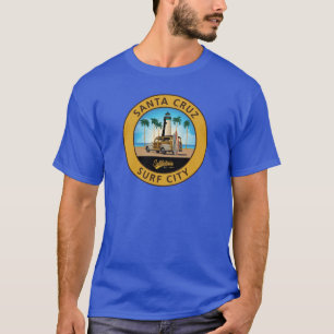 Surf City Logo Leuchtturm mit Woodie Aufkleber Hol T-Shirt