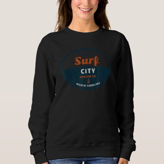 Surf City  NC Summertime Vacationing Circled Waves Sweatshirt (Vorderseite)