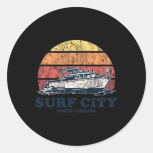 Surf City Nc Vintage Booten 70er Retro Boot Design Runder Aufkleber