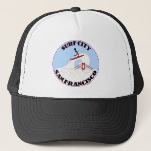 Surf City San Francisco Lustige Reise Cartoon Truckerkappe