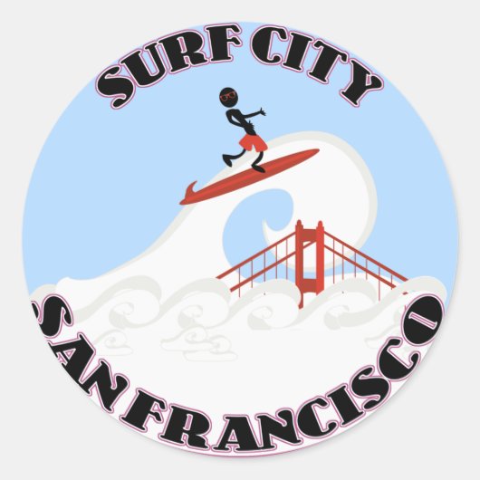Surf City San Francisco Runder Aufkleber (Vorderseite)