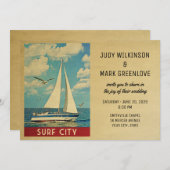 Surf City Wedding Einladung Sailboat (Vorne/Hinten)