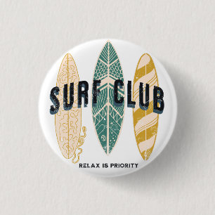 Surf Club Summer Beach Urlaub Vintag Button