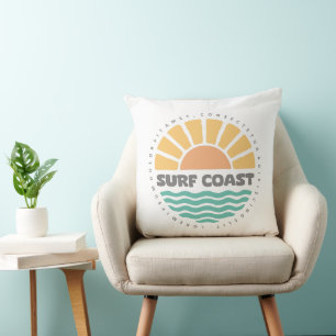 Surf Coast Vintage Sonnenuntergang Strand Retro De Kissen