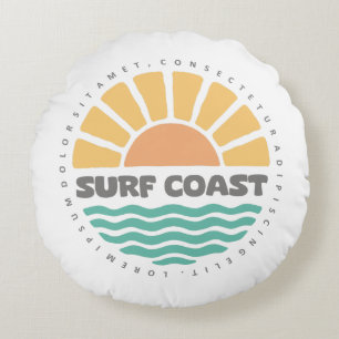 Surf Coast Vintage Sonnenuntergang Strand Retro De Rundes Kissen
