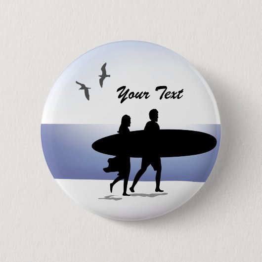 Surf Couple auf der Rückseite des Beach Button (Vorderseite)