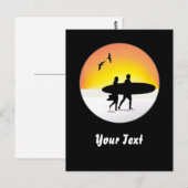 Surf Couple bei Sonnenuntergang Postkarte (Vorne/Hinten)