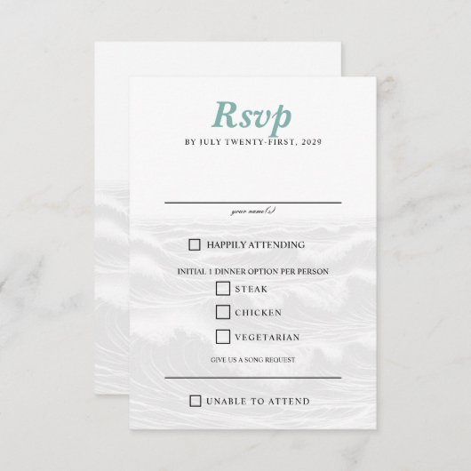 Surf Couple Food Choices RSVP Karte (Vorne/Hinten)