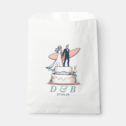 Surf Couple Wedding Geschenktütchen (Vorderseite)
