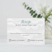Surf Couple Wedding RSVP Karte (Stehend Vorderseite)