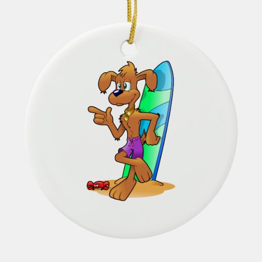 Surf Dog Keramikornament (Vorne)