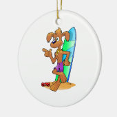 Surf Dog Keramikornament (Links)
