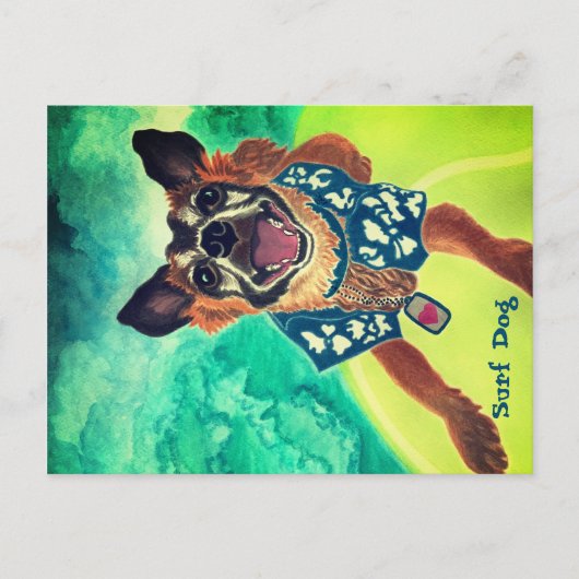 Surf Dog Postkarte (Vorderseite)