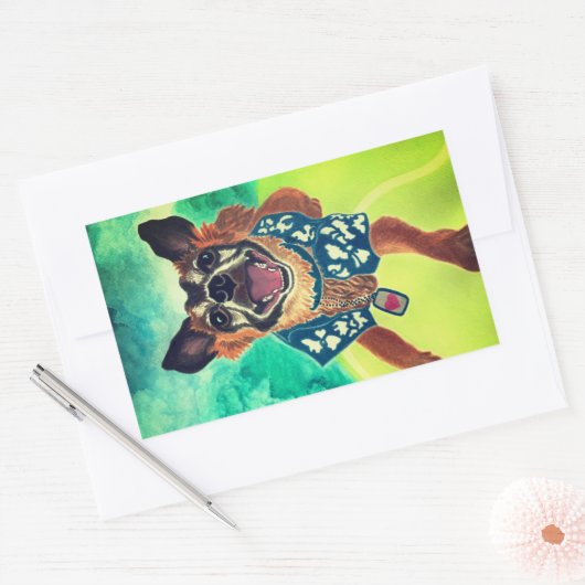 Surf Dog Rechteckiger Aufkleber (Umschlag)