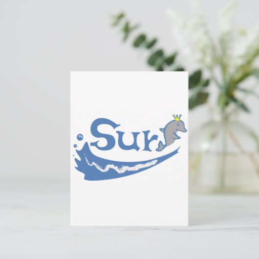 Surf Dolphin Postkarte (Stehend Vorderseite)