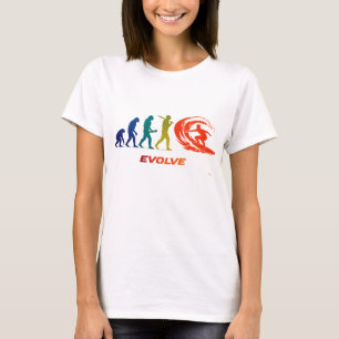 Surf Evolution Silhouette Wave Rider Design T-Shirt