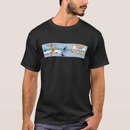 Surf Florida Schwarzer T - Shirt (Vorderseite)