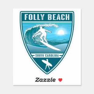 Surf Folly Beach South Carolina Aufkleber