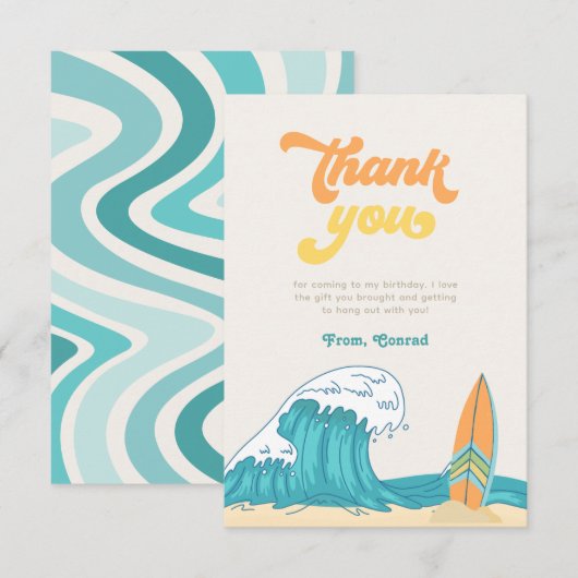 Surf Geburtstag Vielen Dank Karten (Vorne/Hinten)