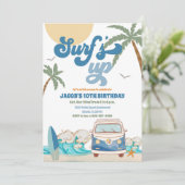 Surf-Geburtstags-Einladung Einladung (Stehend Vorderseite)