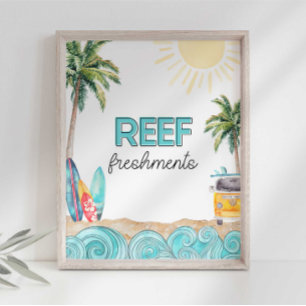 Surf-Geburtstagsfeier-Riff-Erfrischungen-Schild Fotodruck