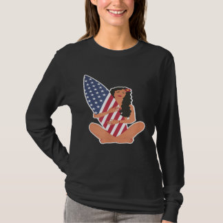 Surf Girl USA American Flag Boho T-Shirt