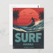 Surf Hawaii Sunset Vibes Postkarte (Vorne/Hinten)