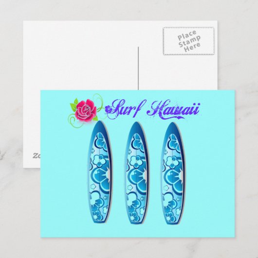 Surf Hawaii Surfboards Postkarte (Vorne/Hinten)