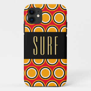 SURF Hellrotes Gelbes Orange Art Schwarzer Streife Case-Mate iPhone Hülle