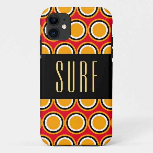 SURF Hellrotes Gelbes Orange Art Schwarzer Streife Case-Mate iPhone Hülle (Rückseite)
